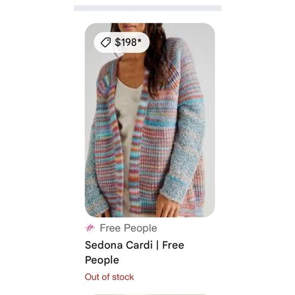 Free People Sedona Cardi in Blue Rainbow Combo Size Small - Picture 6 of 6